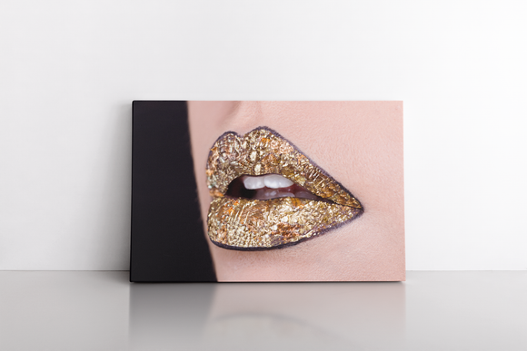 Gold Lips with Glitter