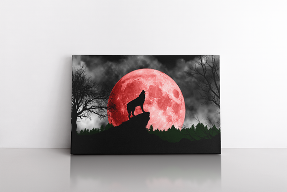 Wolf Howling at the Red Moon