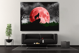Wolf Howling at the Red Moon