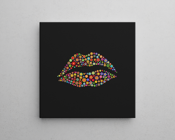Multicolored Flowers Lips