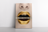 Gold Metallic Diamond Lips