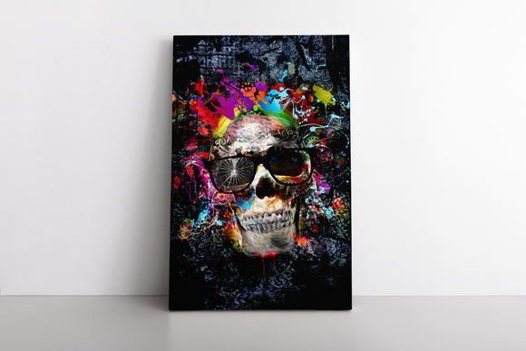 Skull on Abstract Colored Background