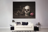 Classic Style of Still Life Skull With Rose