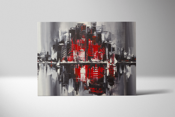 Abstract Red And Grey City