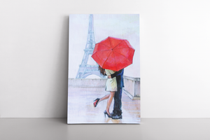 Couple Under Red Umbrella