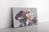 Peony And Iris On A Gray Background