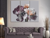 Peony And Iris On A Gray Background