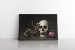 Classic Style of Still Life Skull With Rose